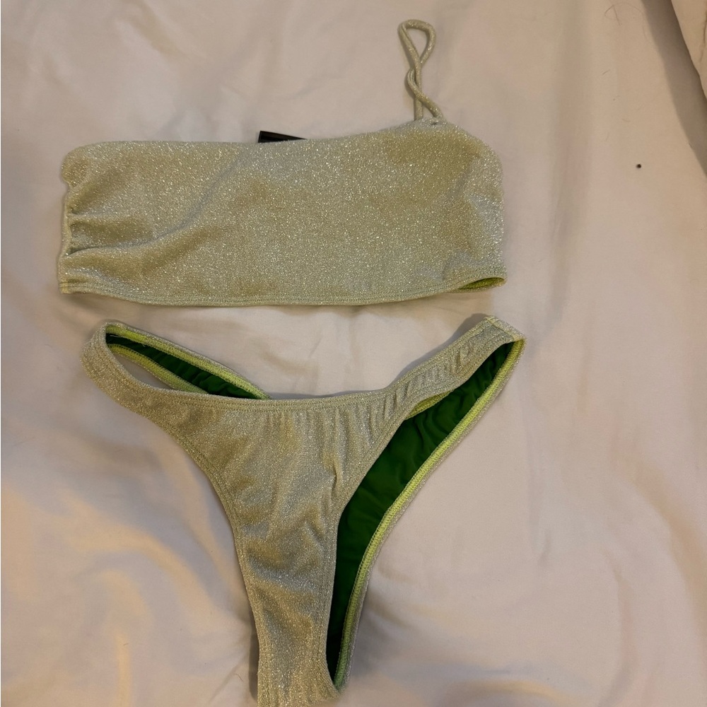 Elysiian Swim Suit Green Sparkly Set